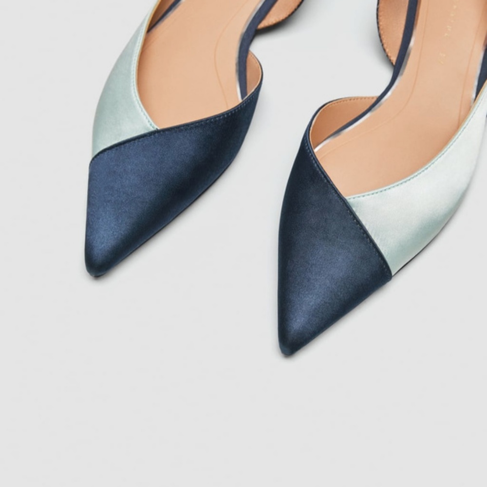 ️Zara size 6 Blue Tri-Color Ballerina Flats - Picture 3 of 7